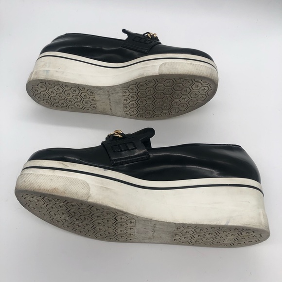 Authentic Stella McCartney Black Gloss Platform Loafers Gold Chain Accent ⛓️🖤💛 - Picture 10 of 16